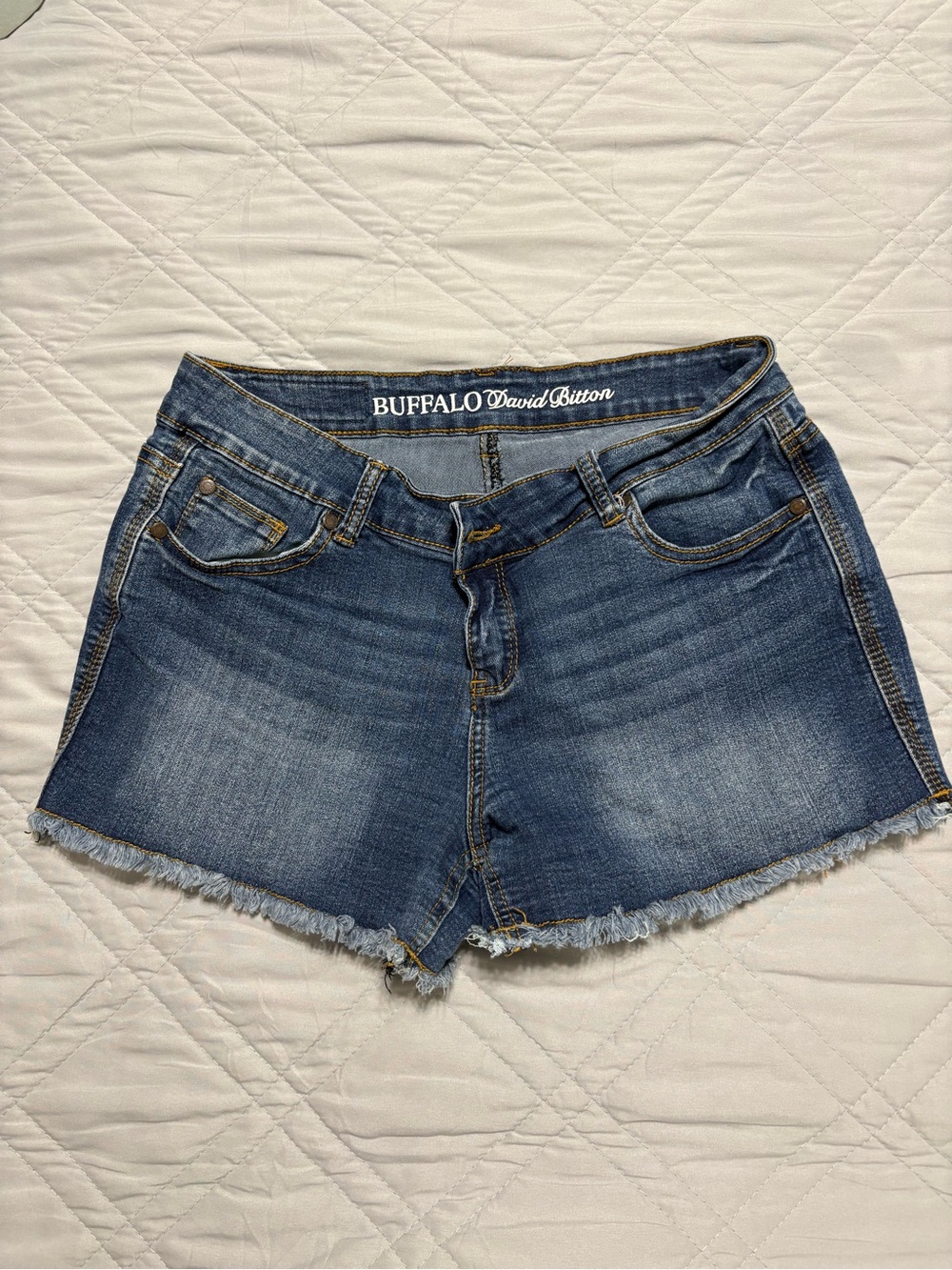 Buffalo David Bitton Dark Blue Frayed Hem Denim Shorts